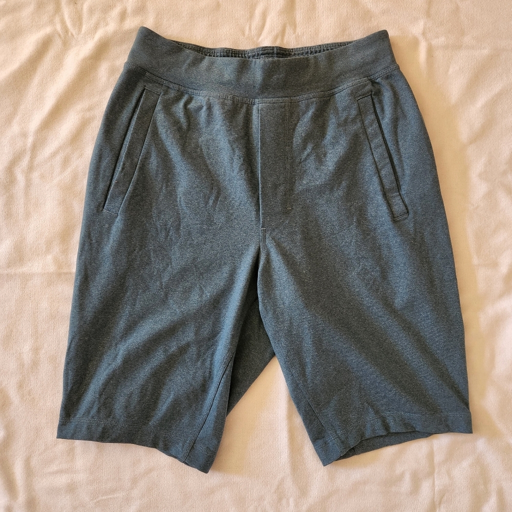 Lululemon Linerless Short 11" Men's Size Medium Heathered Teal Blue Knit